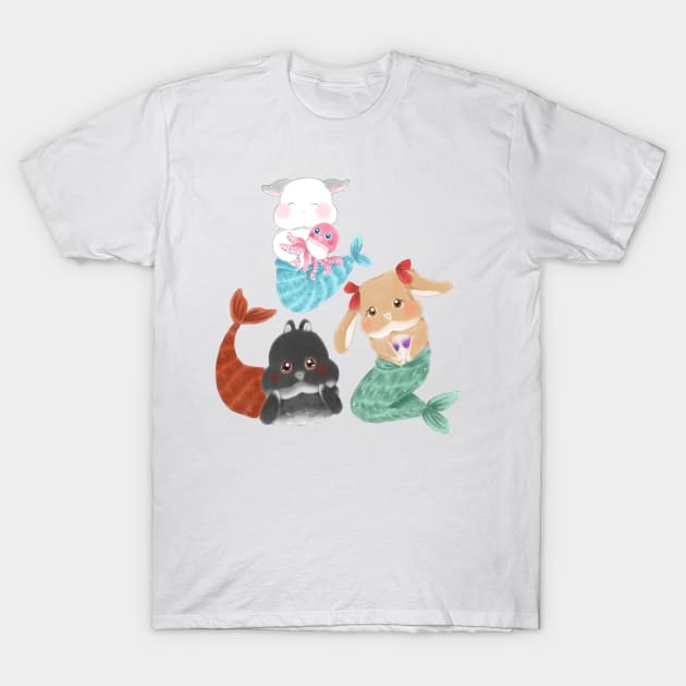 Mermaid Bunny BSC Circle Pattern | Bailey Sean Claude x Bunniesmee T-Shirt by GambarGrace